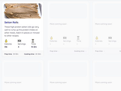 Recipes card ui