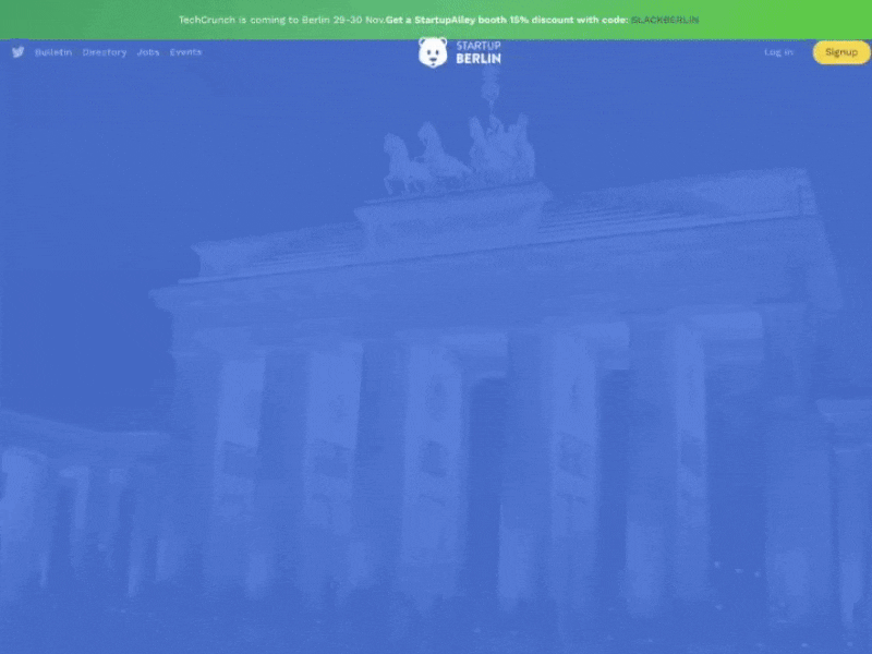 Startup Berlin berlin design landing page slack startup web