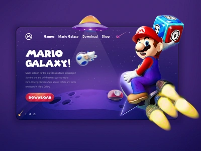 Mario Galaxy Website branding design game gameui graphic design illustration landing page landing page design mario nintendo poster design supermario typography uidesign uidesigner uiux ux website concept website design