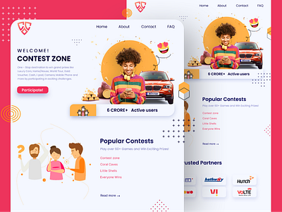 Contest Game Concept Website branding contest cup design game graphic design illustration landing page prize product ui vector vehicle webdesign website winners winning