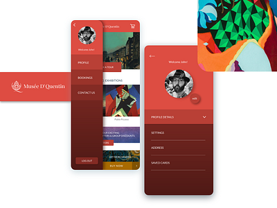 Musee D' Quentin App Screens adobexd app appdevelopment designer graphics interaction design ui uidesign uiux ux web
