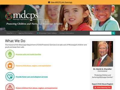 Mississippi Department of Child Protection Services government mississippi web design website