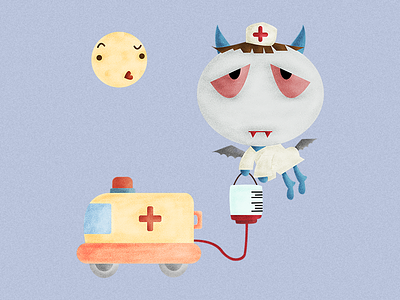 Creature No.9 ambulance cartoon illustration moon