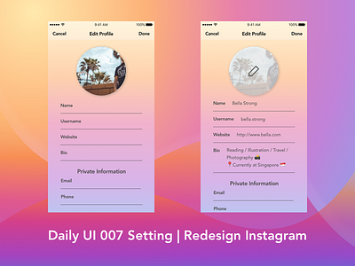 Daily UI 007 Setting dailui daily ui 007 daily ui challenge design instagram redesign ui ui ux ux ux designer