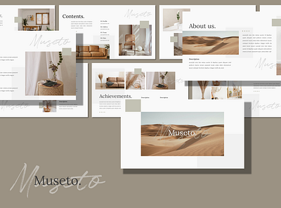 Musetto - Presentation Template beige free presentation free template freebies google slides keynote lookbook minimal powerpoint