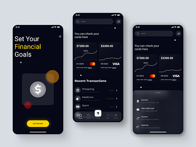 Monay Tracking - Mobile Application app design expenses finance glass effect income mobile money track transactions ui user experience ux