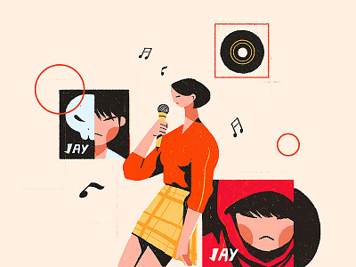 Sing a song design girl illustration jay music