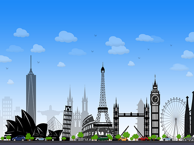 International Skyline pt.1 cheetah money famous landmarks illustration international skyline landmarks skyline