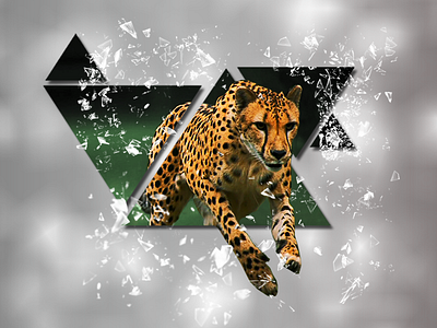 Cheetah Jumping Through Glass 3d abstract cheetah cheetah money glass glass break glass shatter jumping through glass