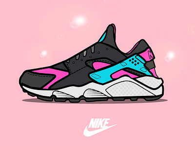 Nike Huarache footwear huarache illustration nike runners shoe sketch sneakers vector vector art