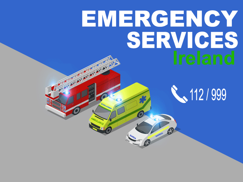Isometric Emergency Services Ireland ambulance animation emergency fire engine illustration ireland isometric isometric animation isometric illustration isometric scene lights police