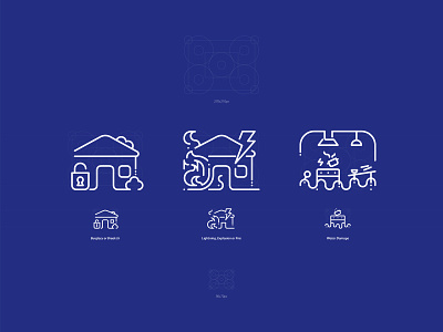 Pictograms - House Insurance branding design digital grid house icon iconography icons illustration insurance pictogram ui ux vector web