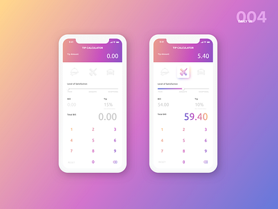 DailyUI004 004 app calculator dailyui design gradient icon numbers tips ui ux