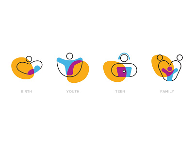 Icons birth children family growth icons life stages teen youth
