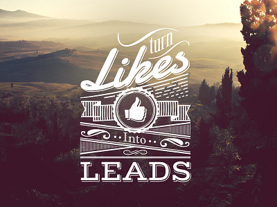 Turn likes into leads badge illustration label seal type typography