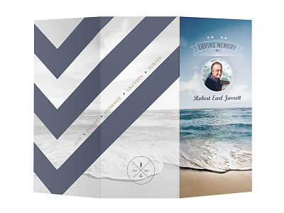 Memorial Handout brochure design graphic design handout nautical ocean print sufer trifold