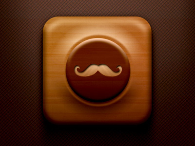 Instastache app button icon logo mustache wood