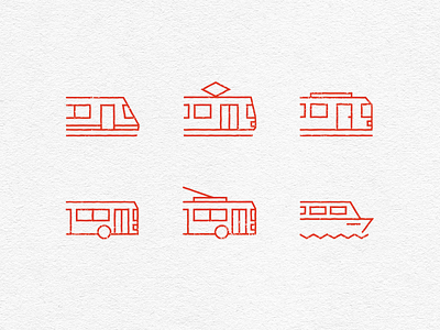 Transport Icons bus icon ship suburban train train tram trolleybus