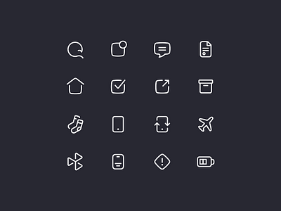 Rocketbank Icons / pt. 1 airplane app icon app icon design app icons bank banking app battery document home icon icon design icons line notification outline phone smartphone sms socks ui