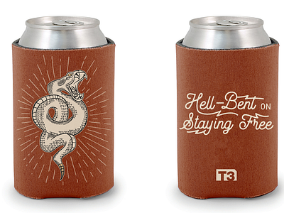 Creative Ranch Koozie alcohol bite burnt collateral illustration koozie lightning mockup orange snake swag typography viper