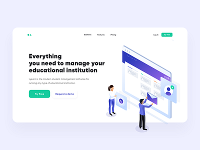 Student Management Software - Website analytics b2b crm design edtech education elearning enterprise isometric landingpage lms managment sis software startup student ui web web design website