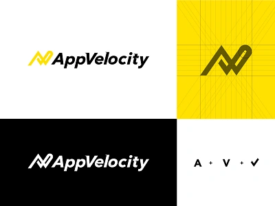 Appvelocity - Logo Design app av branding check web company developement enterprise grid logo identity inspiration ios iot logo mark design services software crm saas startup symbol it technology velocity