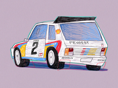 Peugeot retro rally car illustration ipad ipadpro peugeot rally