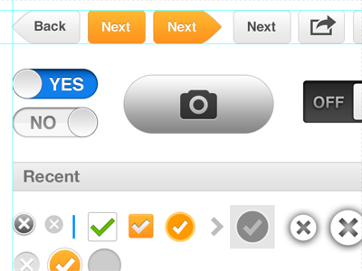 Asset library button checkmark delete elements graphic icon ios orange silver toggle ui
