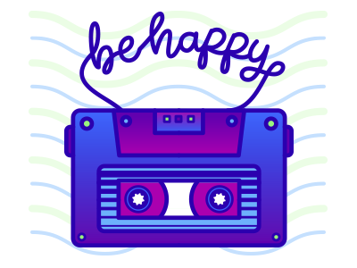 Be Happy cassette de happy design illustration lettering music restudio retro style tape work