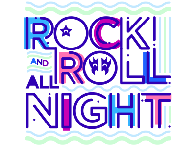 Rock and roll night illustration lettering music restudio retro rock rock and roll style work