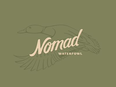 Nomad Logo bird ducks graphic design hand lettering hunting illustration logo midwest typography vector waterfowl
