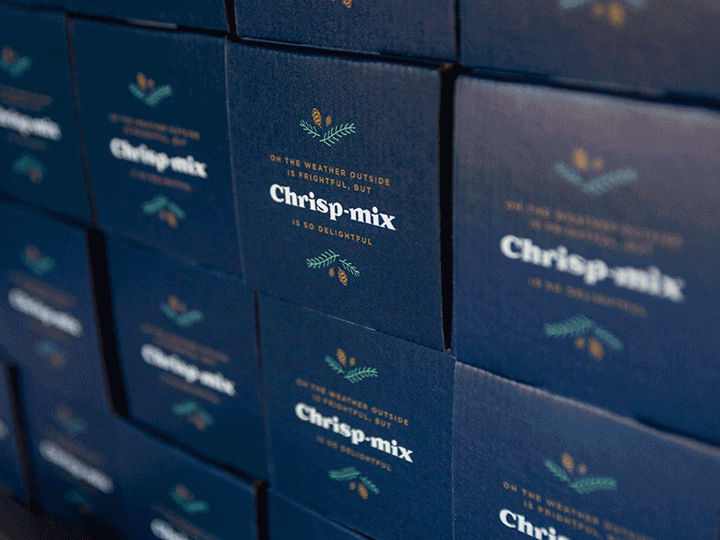 We Wish You A Merry Chrisp-mix caliber creative christmas design enemal gift box holiday illustration mug packaging pine cone typography