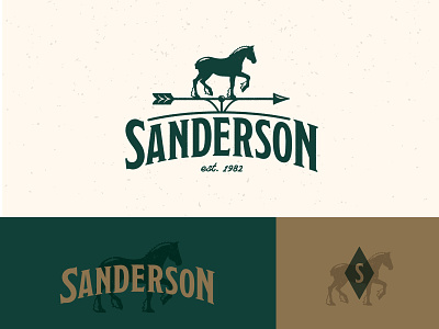 Sanderson Logo agriculture caliber creative farm gold graphic design green horse identity illustration logo logo design typography vector weather vane