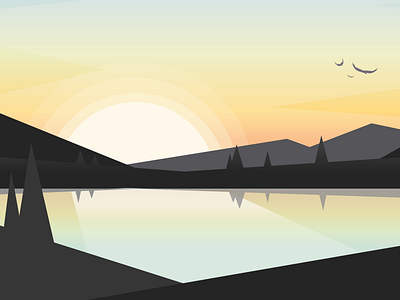 Sunrise Falcons adobe illustrator app design birds graphic design mountains nature sunrise vector visual design