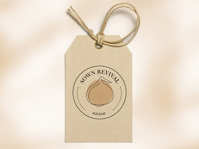 Sown Revival: Onion branding branding and identity clothing clothing label food kraft line logo minimal nature onion organic reuse stamp tag typography vintage