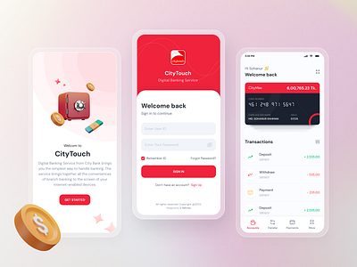 CityTouch App Re-Design app design banking app branding design eyecatching finance financial minimalist mobile mobile ui modern new trend softwaresolutions ui user experience user interface ux uxdesign