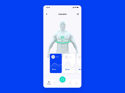 Fitness app 10clouds 3d animation app blue c4d design fitness gym ios octane ui white