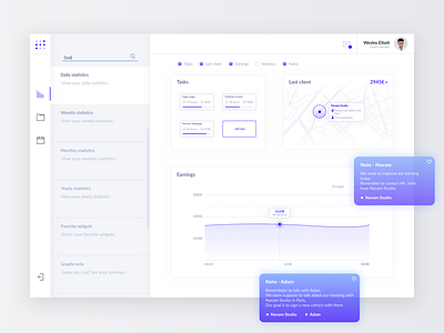 Project management - web app app blue dashboard design flat icon type typography ui ux web white