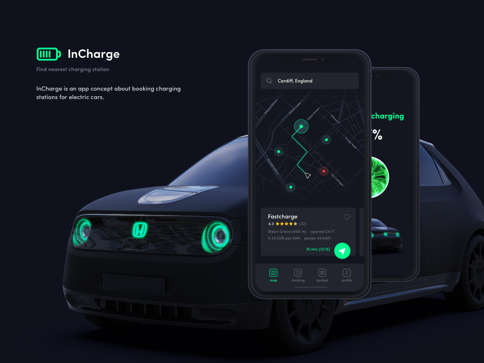 Electric car booking iOS app by Mikołaj Szymanowski on Dribbble