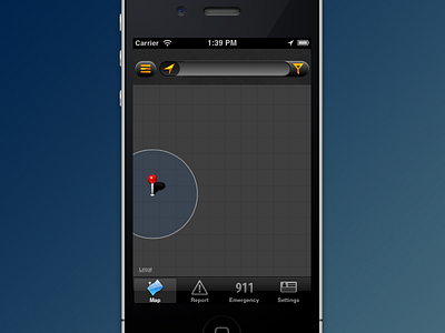 Wild-fire Tracker Map UI - pre iPhone 5. app firetracker gis hackathon ios map ui