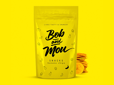 Bob and Mou art direction bag branding design lettering packaging pouch snacks