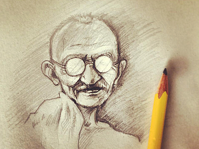 Gandhi art drawing illustration portrait
