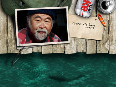 Gone Fishing design photoshop website