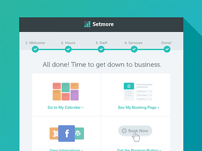 Setmore Wizard flat ui ux web app wizard