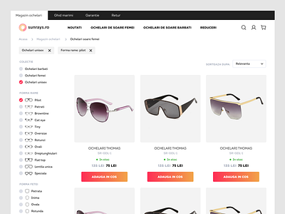 Sunglasses ecommerce store ecommerce ui ui design uiux ux woocommerce