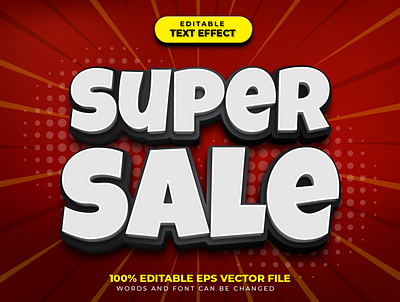 Super Sale 3D Text Effect Style editable font