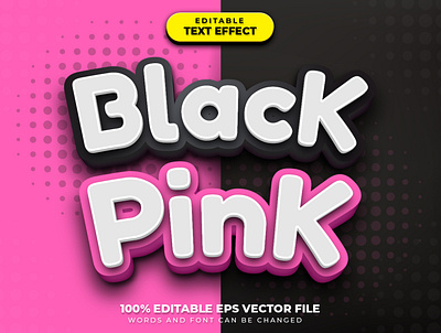 Black Pink 3D Text Effect Style black pink cute editable editable font editable text font effect font effect mockup font style graphic style text effect vector