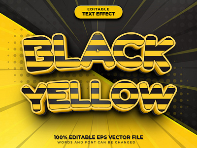Black Yellow 3D Text Effect Style animal bee bold danger editable font editable text font effect font effect mockup font style graphic style honey text effect under construction vector wild