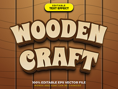 Wooden Craft 3D Text Effect Style craft editable font editable text font effect font effect mockup graphic style handcraft illustration sticker text effect vector wood wooden craft