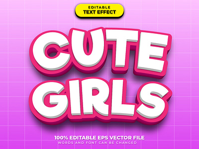 Cute Girls 3D Text Effect Style